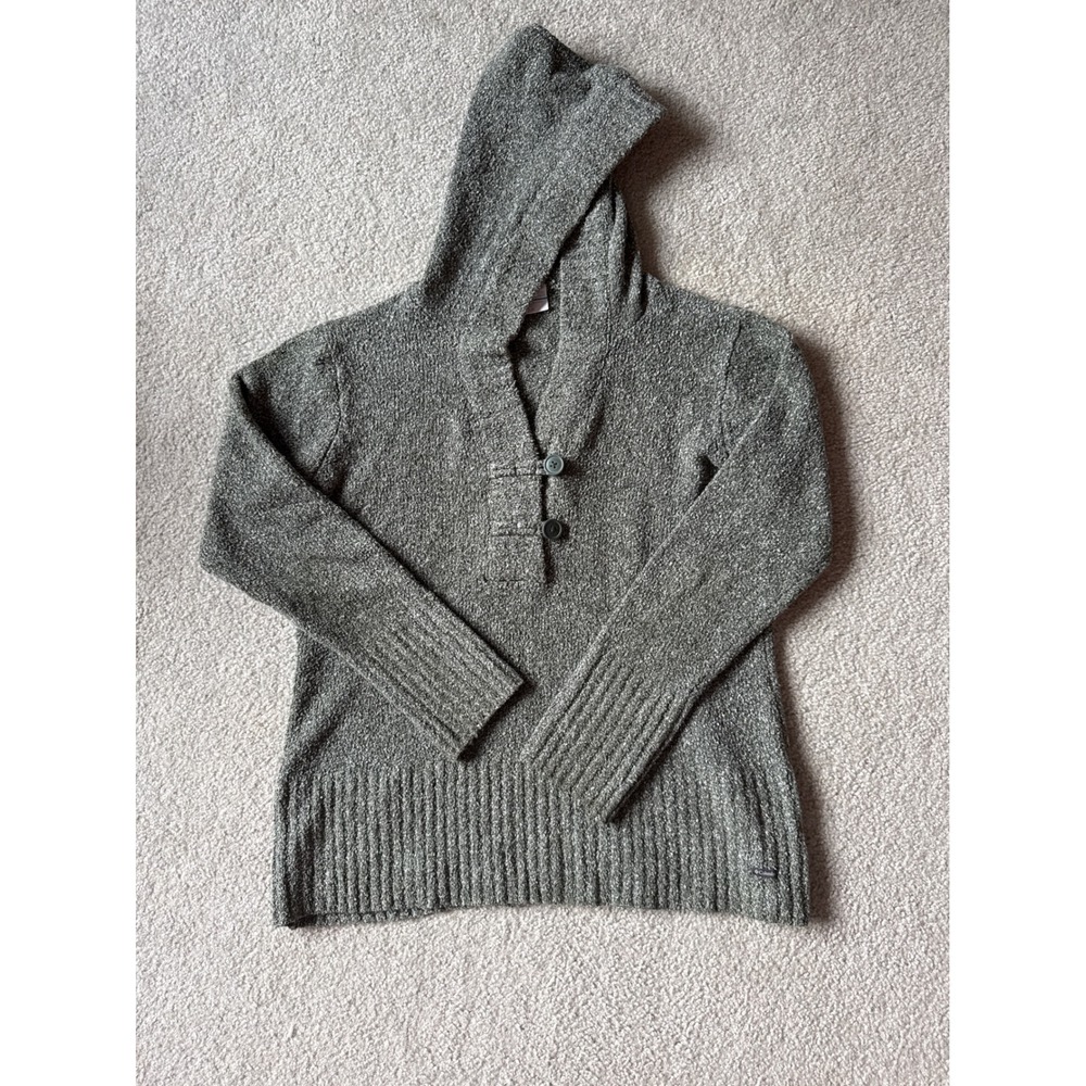 Columbia Sportswear Womens Olive Marl Knit Hooded Henley Sweater XL Pullover